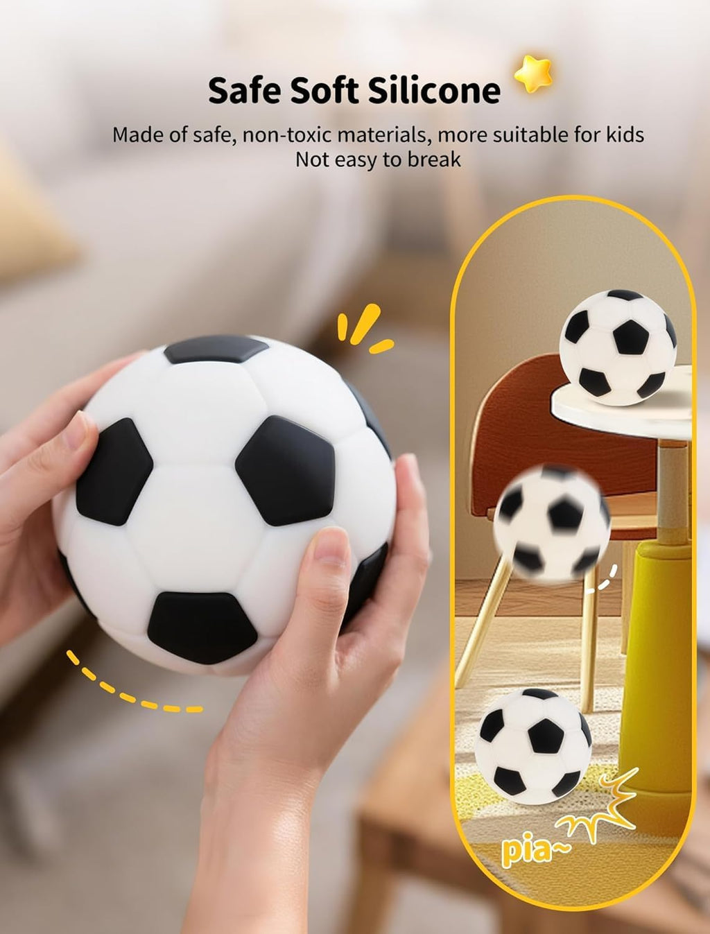 Tarinks Soccer Night Light for Kids, Rechargeable Touch Lamp, Silicone Soccer Ball Lamps, Cute Glowing Football Night light, Portable Nurse…