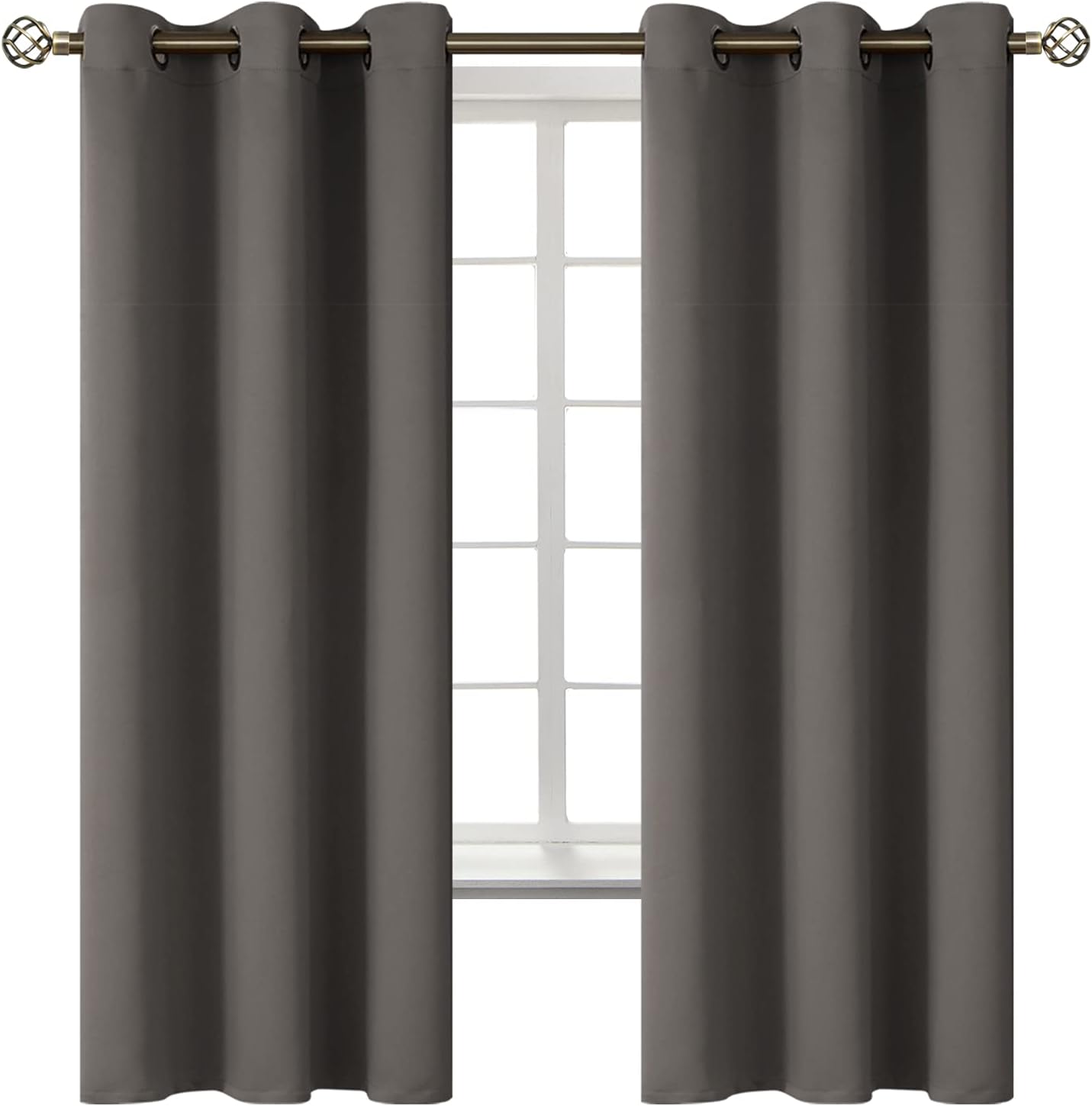 BGment Blackout Curtains for Bedroom - Grommet Thermal Insulated Room Darkening Curtains for Living Room, Set of 2 Panels (42 x 63 Inch, Gr…
