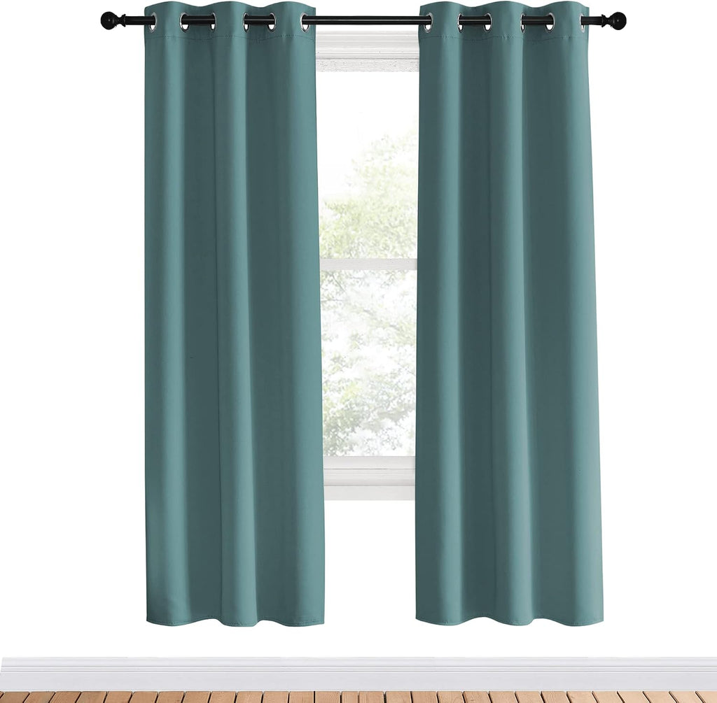 NICETOWN Modern Blackout Curtains Noise Reducing for Bedroom, Greyish Blue, 2 Panels, W34 x L70 -Inch, Thermal Insulated and Privacy Room…