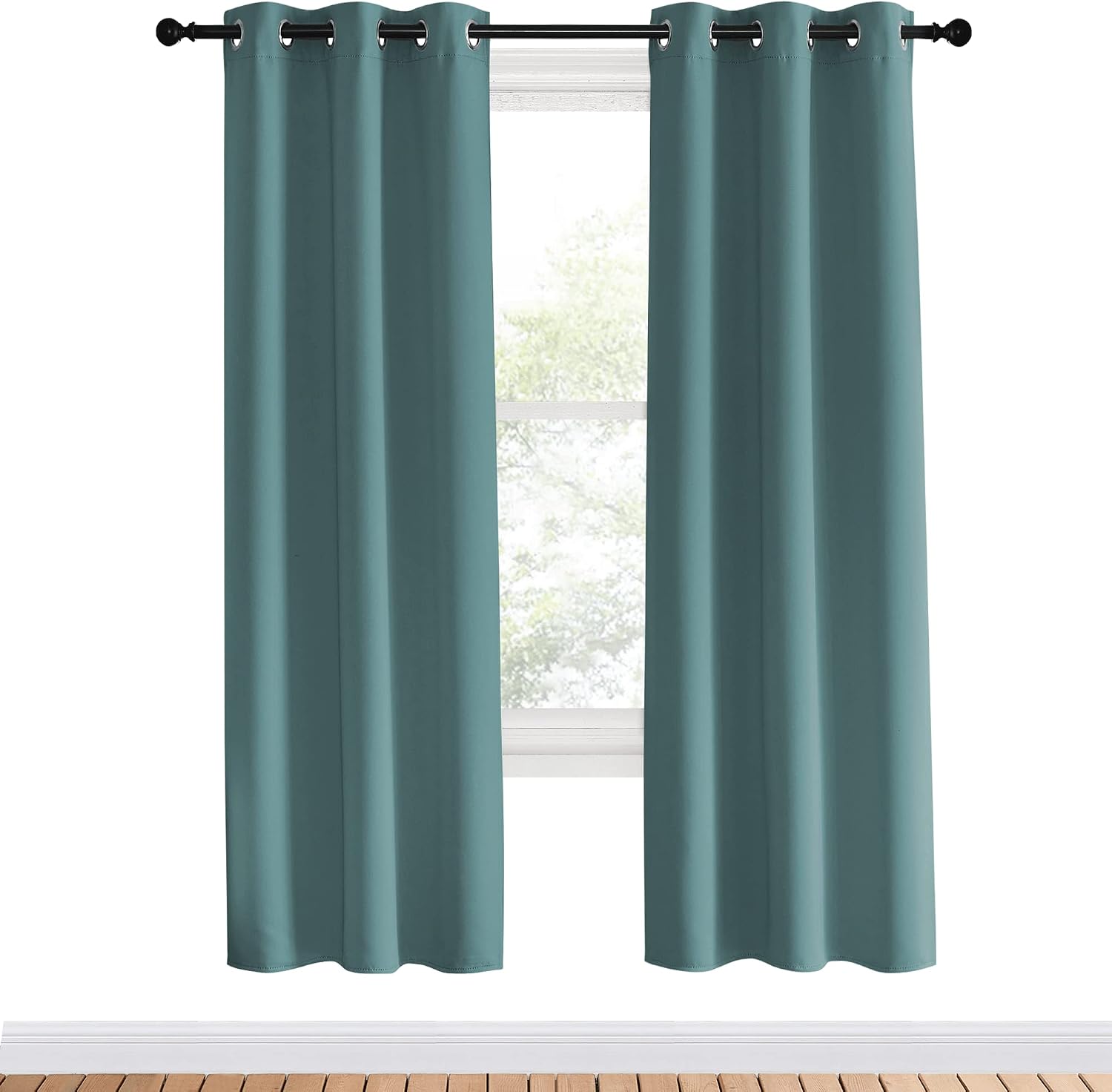 NICETOWN Modern Blackout Curtains Noise Reducing for Bedroom, Greyish Blue, 2 Panels, W34 x L70 -Inch, Thermal Insulated and Privacy Room…