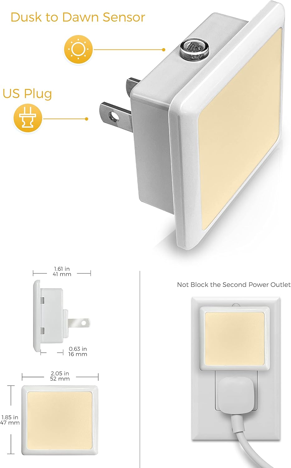 L LOHAS LED Night Light, Night Lights Plug into Wall, [6-Pack] Plug in Night Light, Dusk-to-Dawn Sensor, 3000K Soft White 0.3W Bright…