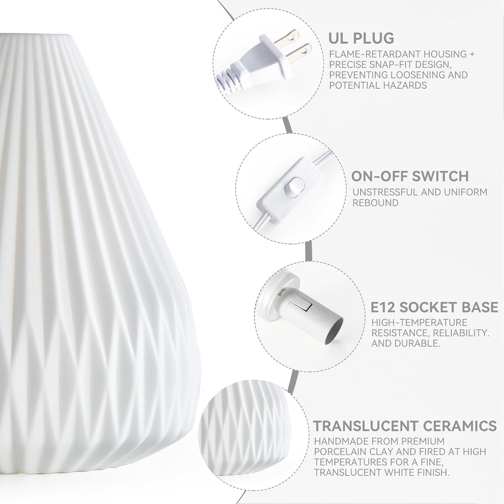 ZUIKAIG 9.1" Modern Ceramic Table Lamp, White Bedside Table lamp, Night Lamp, Decorative Lamp, Ambient Lighting, Artistic lamp, Suitable…