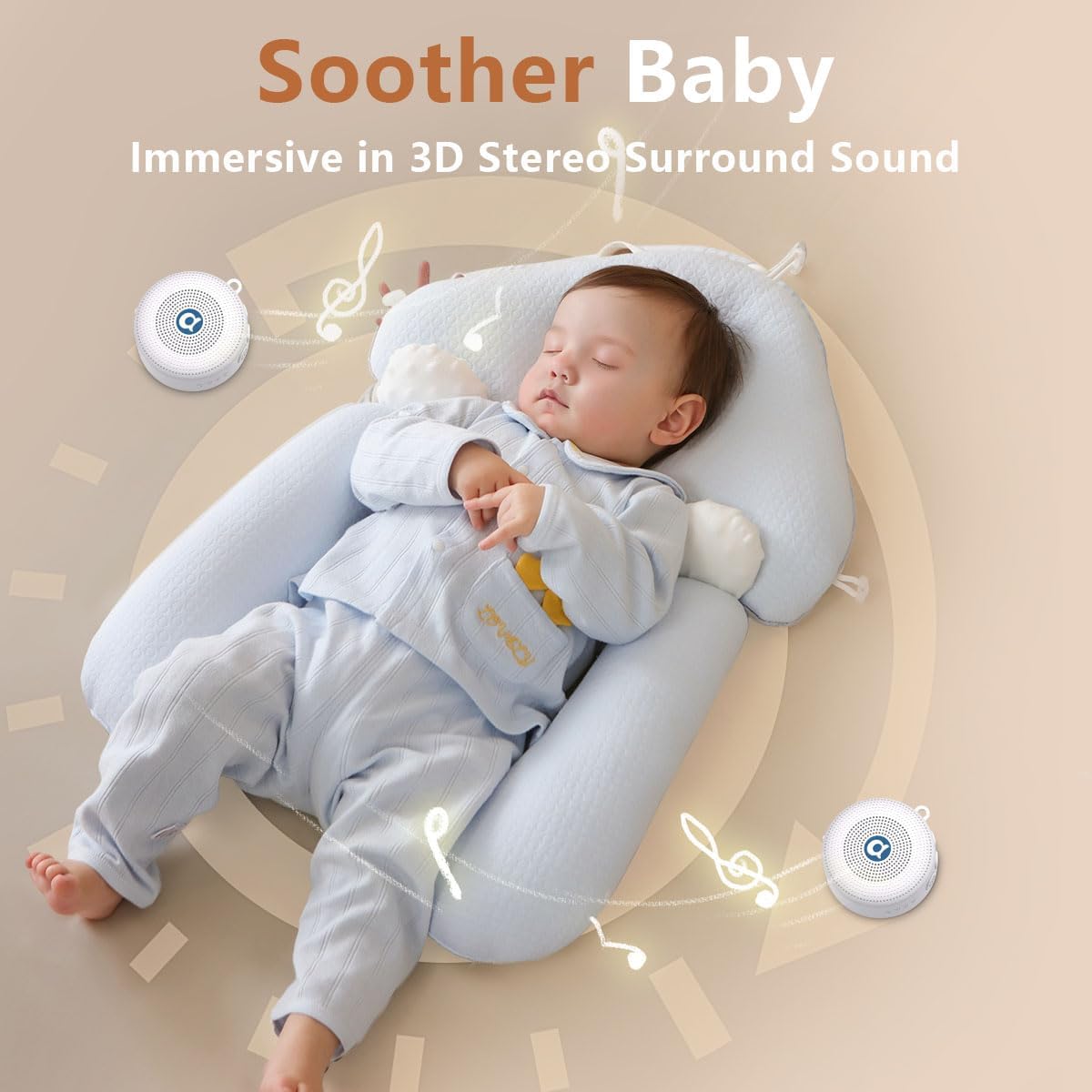 Portable Noise Machine Baby Battery Sound Machine with 30 Soothing Sounds Mini White Noise Machine 32 Volume Level Sleep Machine for 3D…