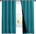 Nicetown 100% Blackout Curtains with Black Liner, Thermal Insulated Full Blackout 2-Layer Lined Drapes, Energy Efficiency Window Draperies…