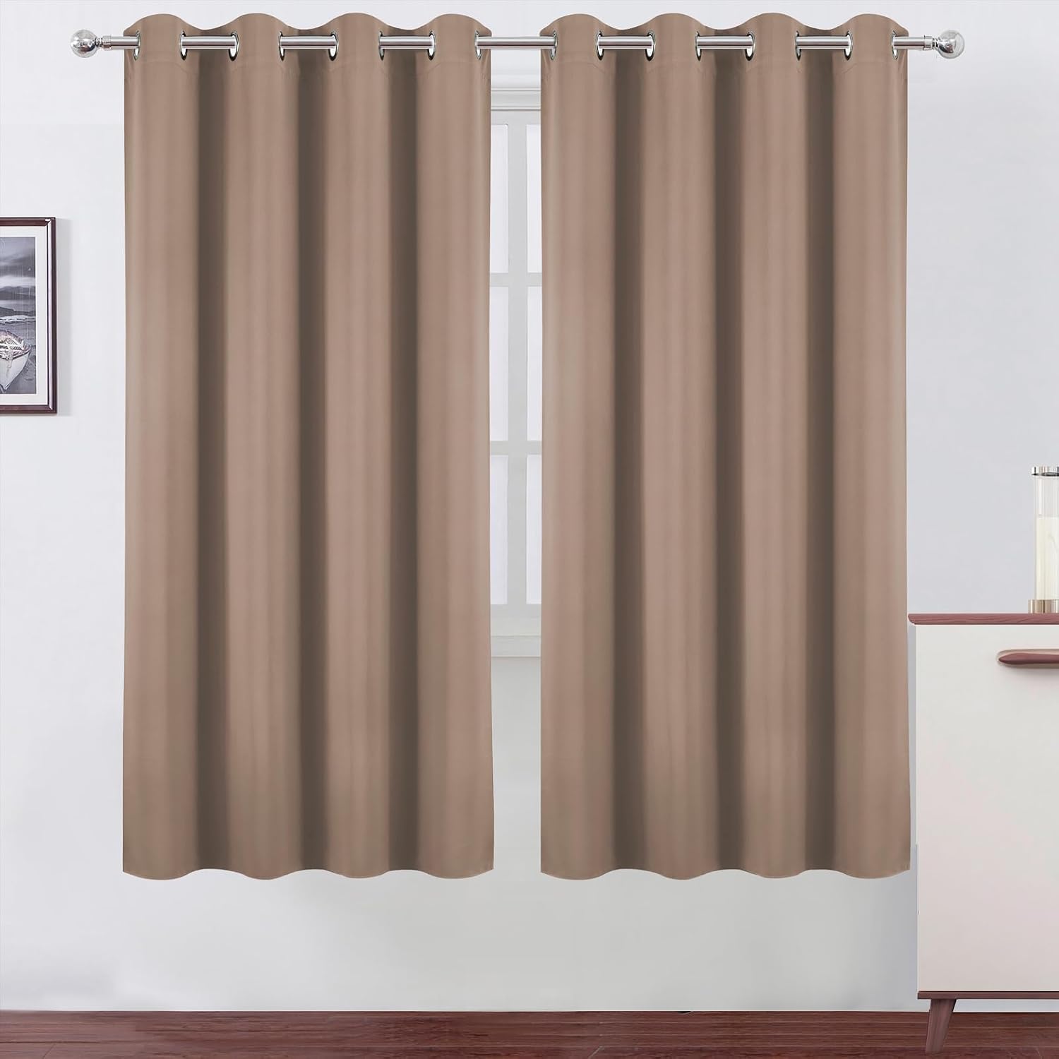 Lemomo Blackout Curtains 66 x 72 Inch Long Cappuccino Curtains Set of 2 Panels Room Darkening Curtains for Bedroom and Living Room 72 Inch…