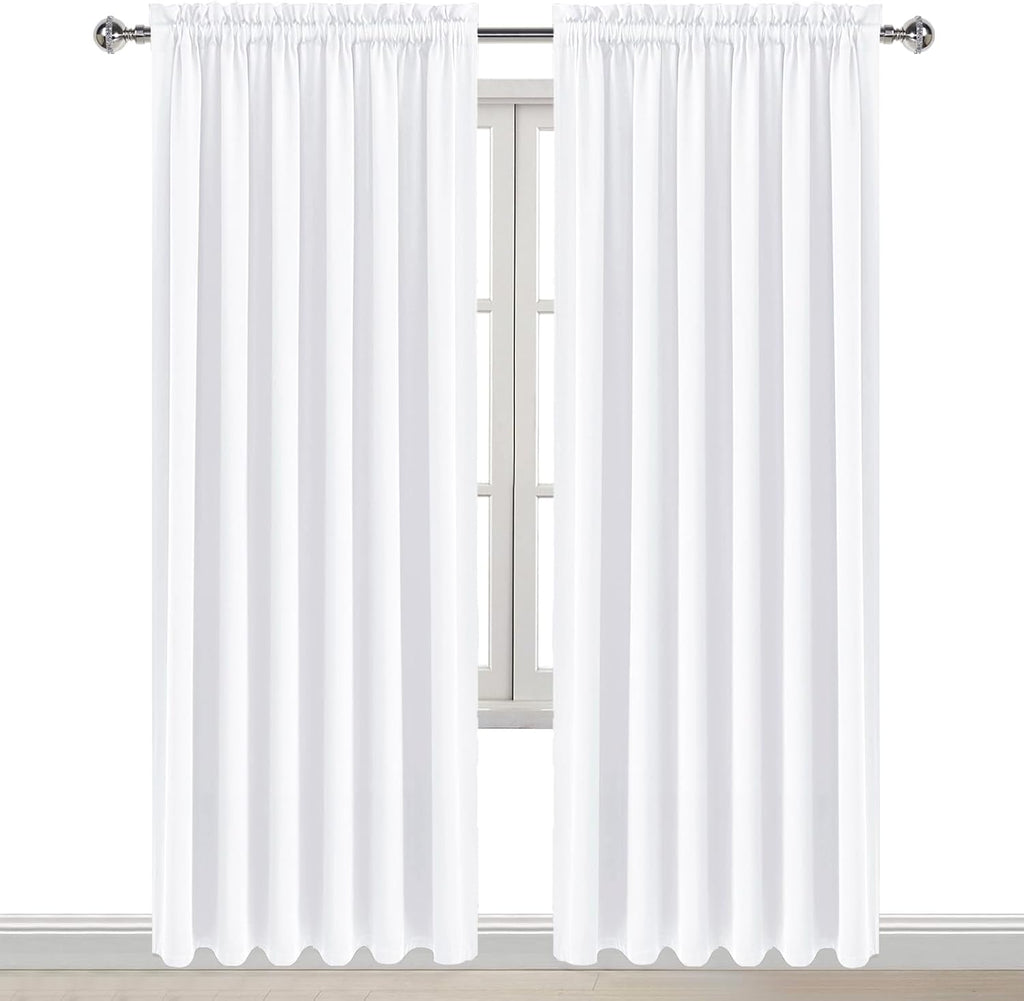 DWCN White Curtains for Living Room Thermal Insulated, 50% Light Blocking Curtains for Bedroom, Dining Room Window, W 70x L 84 Inch, Set…