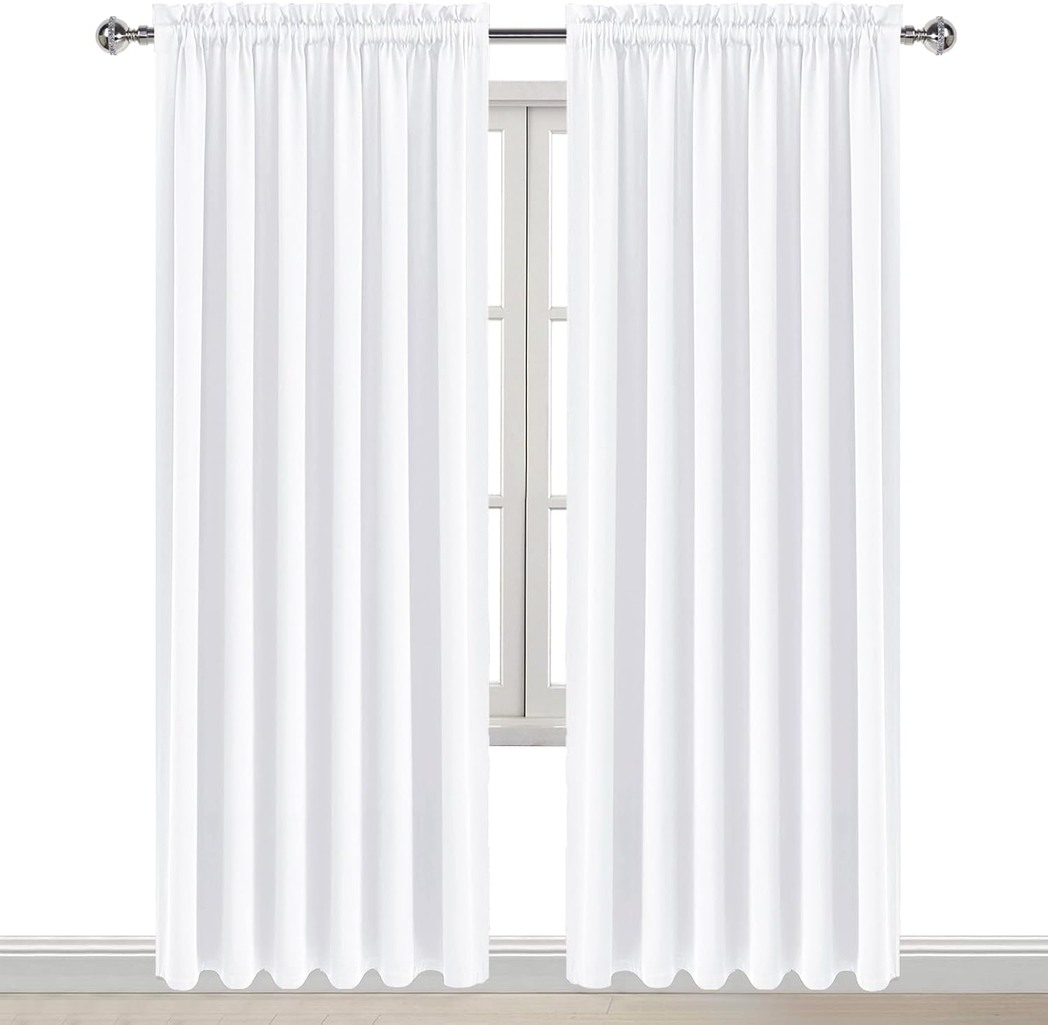 DWCN White Curtains for Living Room Thermal Insulated, 50% Light Blocking Curtains for Bedroom, Dining Room Window, W 70x L 84 Inch, Set…