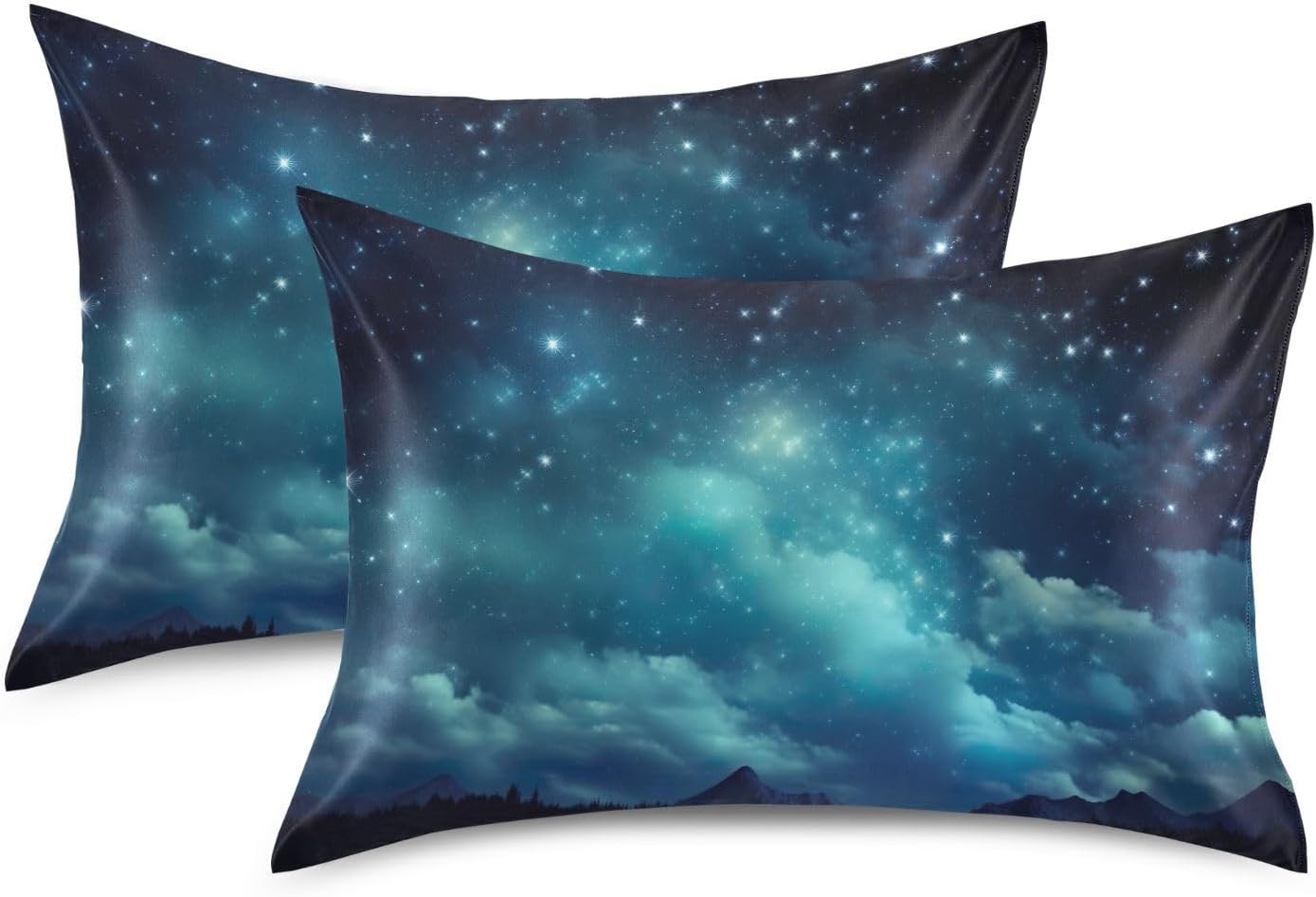 YETTASBIN Galaxy Satin Pillowcase, Soft Breathable Silk Pillow Case with Envelope Closure for Hair and Skin, King Size 40 x 20 Inch