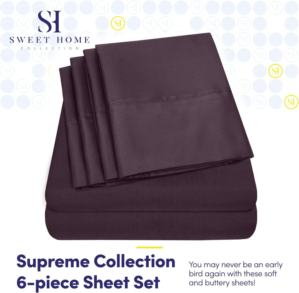 Queen Sheets Purple - 6 Piece 1500 Supreme Collection Fine Brushed Microfiber Deep Pocket Queen Sheet Set Bedding - 2 Extra Pillow Cases…