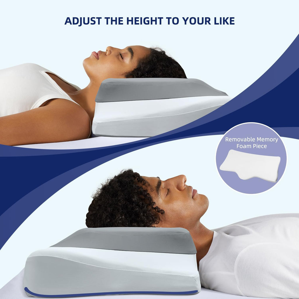 Ablegrid Dual-Layer Memory Foam Cervical Neck Support Pillow, Contour Cooling Gel Pillow for Neck Shoulder, Ergonomic Orthopedic Adjustable…