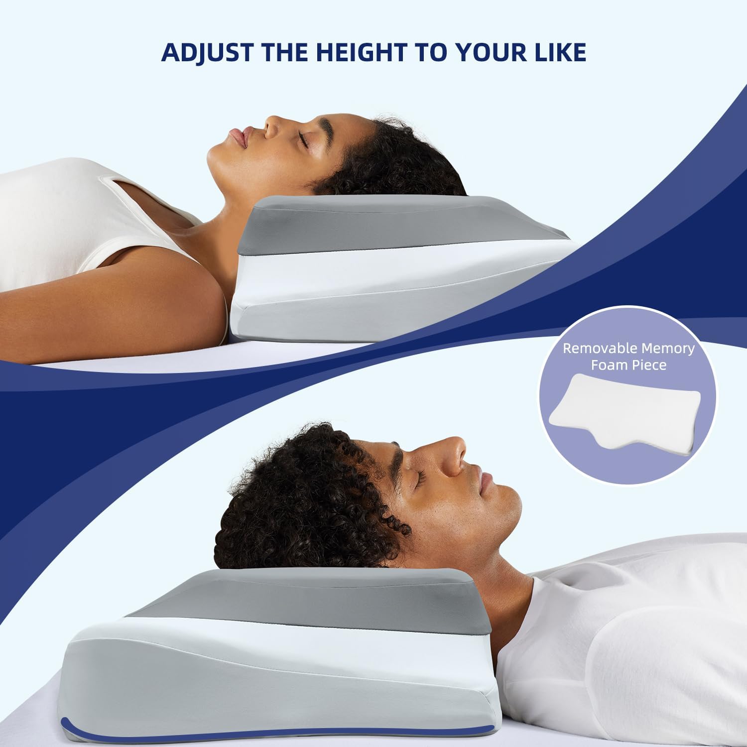 Ablegrid Dual-Layer Memory Foam Cervical Neck Support Pillow, Contour Cooling Gel Pillow for Neck Shoulder, Ergonomic Orthopedic Adjustable…