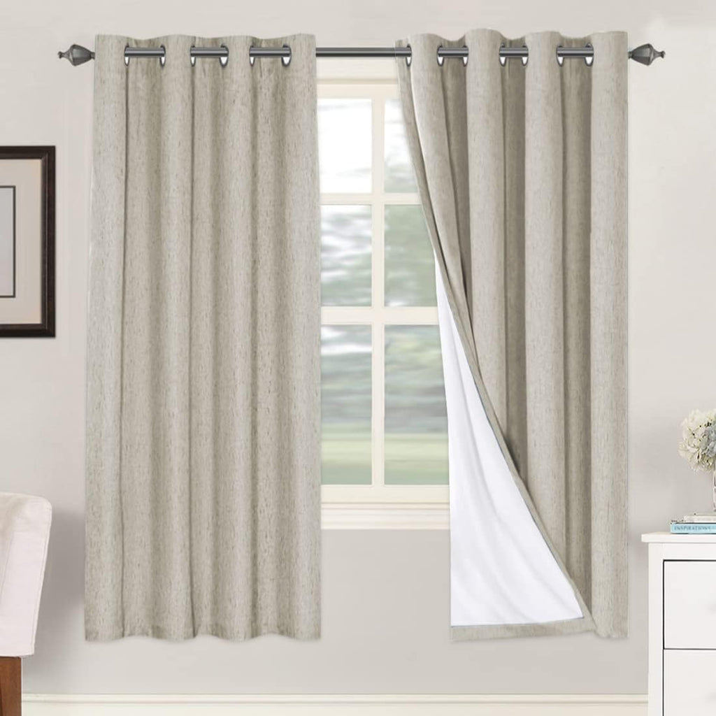 H.VERSAILTEX 100% Blackout Curtains for Bedroom Thermal Insulated Linen Textured Curtains Heat and Full Light Blocking Drapes Living Room…
