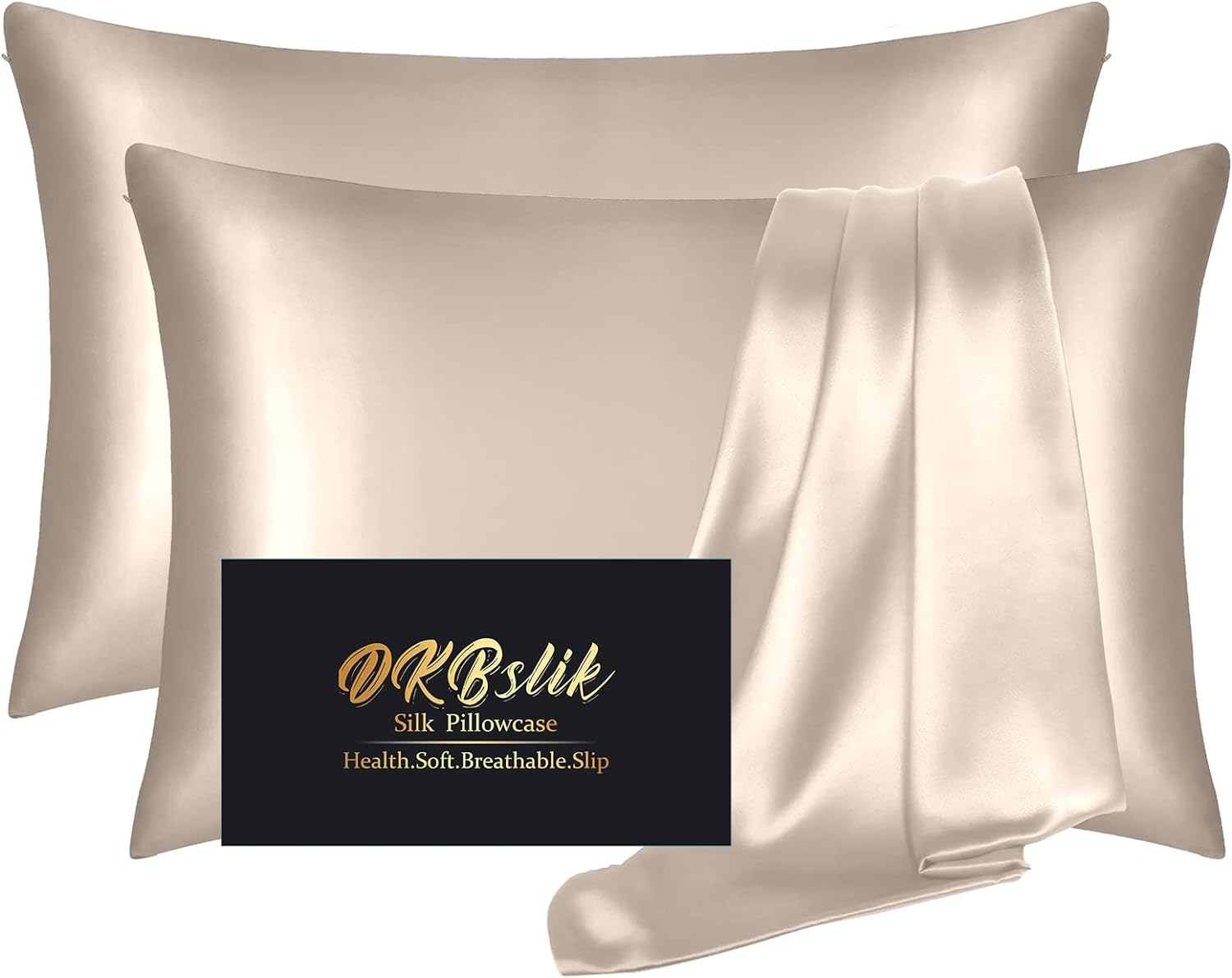 Home Silk Pillowcase 2 Pack, Mulberry Silk Pillow Cases Queen Size Set of 2, Anti Acne Silk Pillowcase for Hair and Skin, Natural Silk Sati…