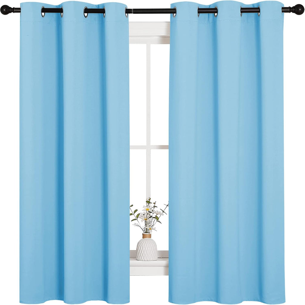 NICETOWN Light Blue Curtains for Nursery, Thermal Insulated Grommet Room Darkning Curtain Panels for Bedroom/Living Room, Privacy Drapes…