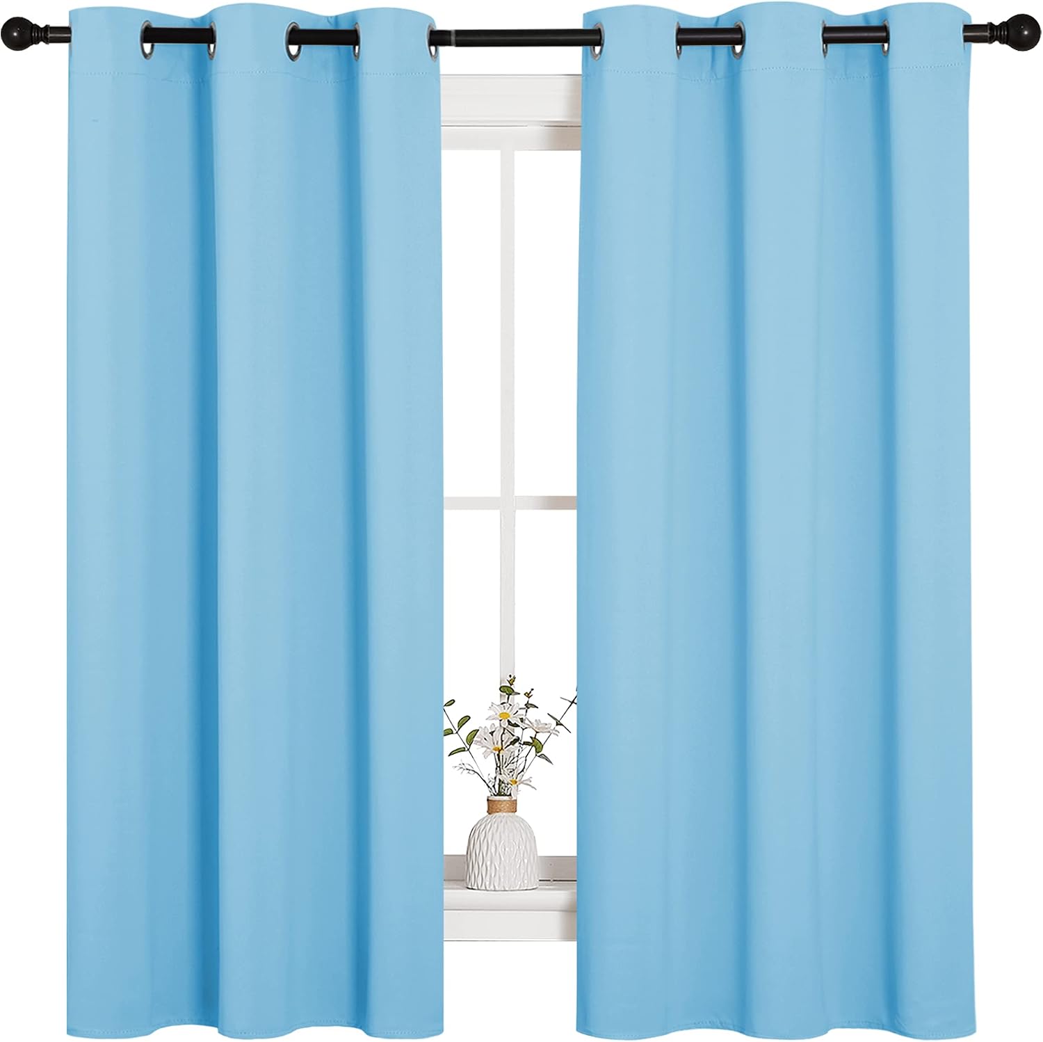 NICETOWN Light Blue Curtains for Nursery, Thermal Insulated Grommet Room Darkning Curtain Panels for Bedroom/Living Room, Privacy Drapes…