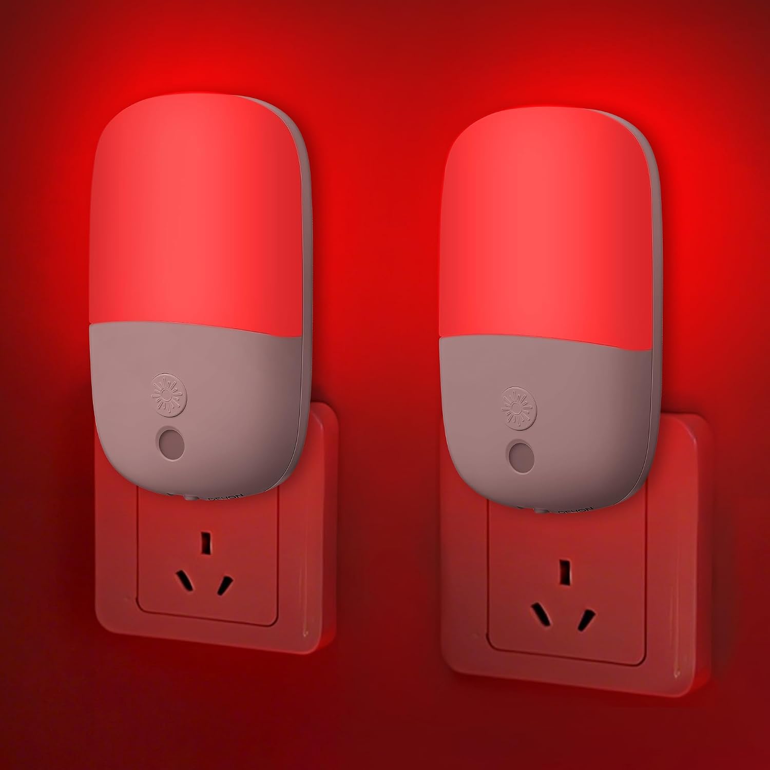670nm Red Night Lights with Retractable Plug [2 Pack] - 0.5W Red Light Night Light with Dusk to Dawn Sensor - Auto On/Off LED Night Light…