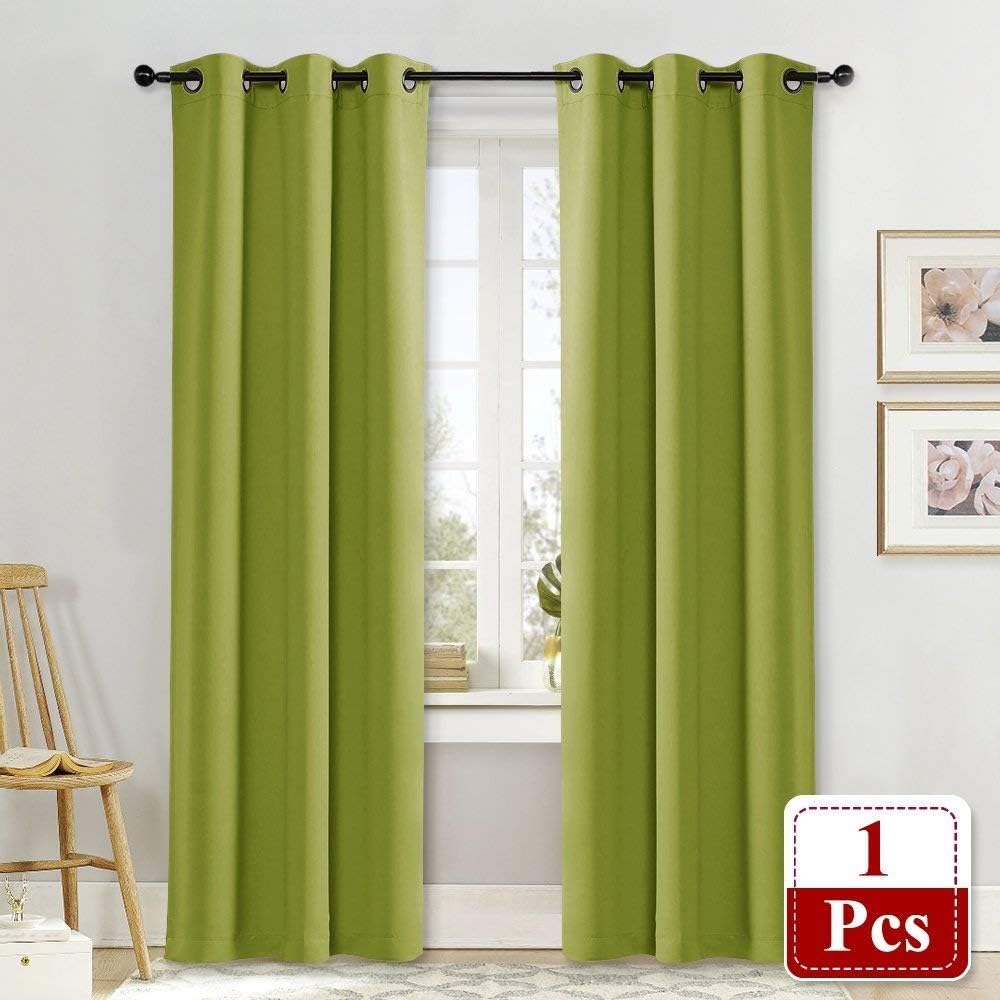 NICETOWN Green Curtain for Bedroom 84 inches Window Treatment Thermal Insulated Solid Grommet Blackout Drapery/Drape for Doors (1 Panel…