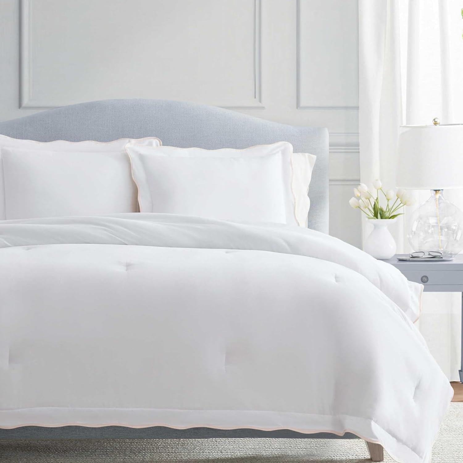 MarthaStewart Martha Stewart - Queen Duvet Cover Set, Crisp & Smooth Bedding with a Cotton Percale Lightweight Feel, Reversible 3 Piece Bed…