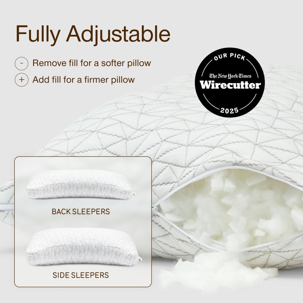 Coop Home Goods Original Crescent Adjustable Pillow, Queen Bed Pillows for Shoulder, Neck & Head Support, Crescent Foam Pillows - Medium…