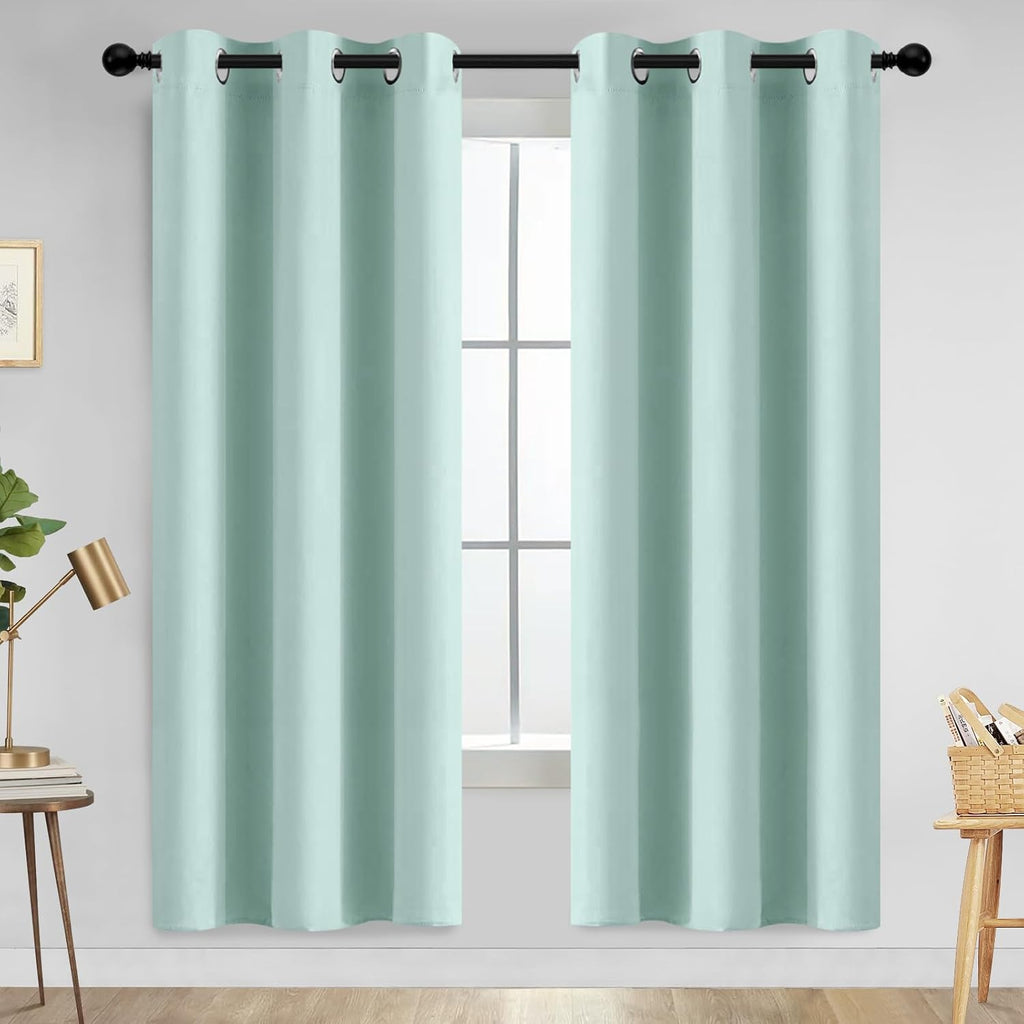 Yakamok Blackout Curtains Room Darkening Thermal Insulated Window Panels, Solid Grommet Top Drapes for Bedroom/Living Room(42Wx72L, Aqua…