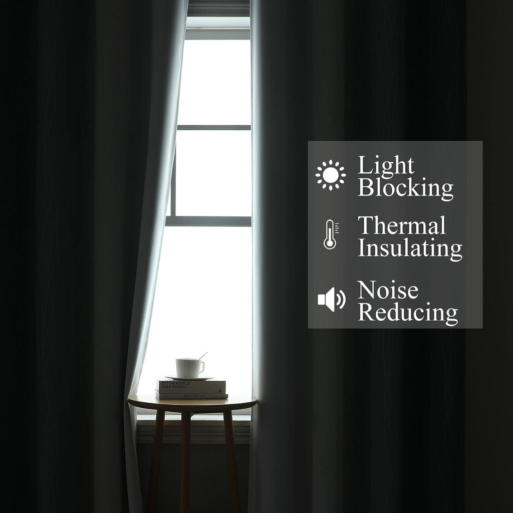 Estelartextiler Estelar Textiler Grey and Greyish White Gradient Blackout Curtains 102 Inches Long for Bedroom, Thermal Insulated Full Room…