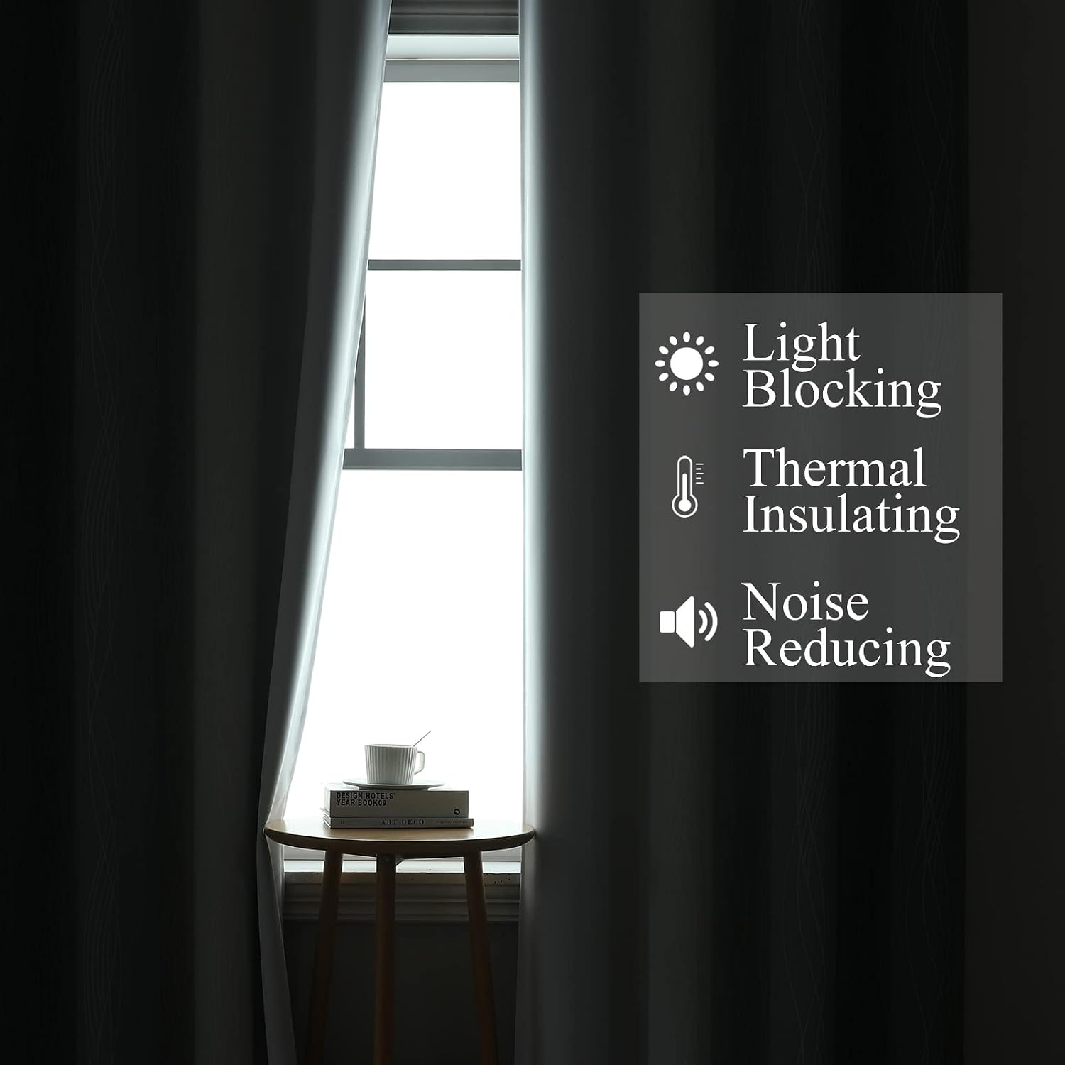 Estelartextiler Estelar Textiler Full Room Darkening Greyish White and Grey Blackout Curtains 84 Inch Length 2 Panels Set, Ombre Thermal In…