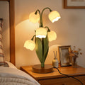 Flower Table Lamp for Bedroom, Cute Flower Reading Light with 5 White Lily of The Valley, Desk Lamp Bedside Lamps for Nightstands Home…