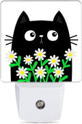 Cat Kitten Daisy Night Light, Camomile Bouquet Plug into Wall with Dusk to Dawn Light Sensors, Warm Nightlights for Bedroom, Bathroom…