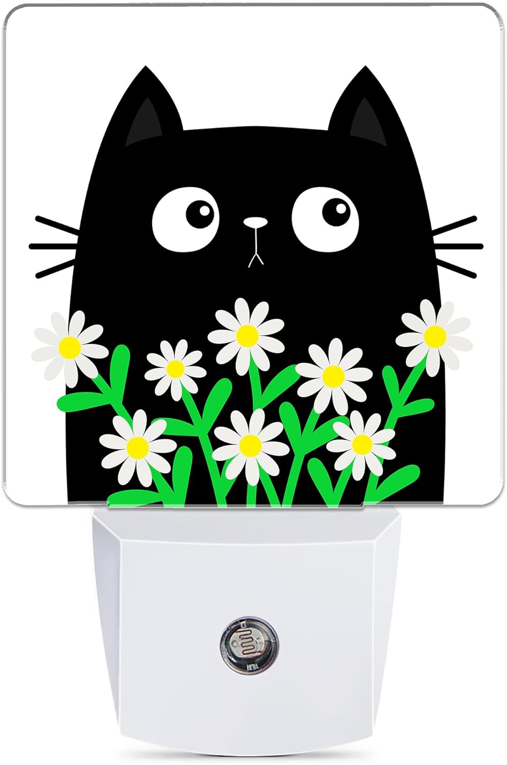 Cat Kitten Daisy Night Light, Camomile Bouquet Plug into Wall with Dusk to Dawn Light Sensors, Warm Nightlights for Bedroom, Bathroom…