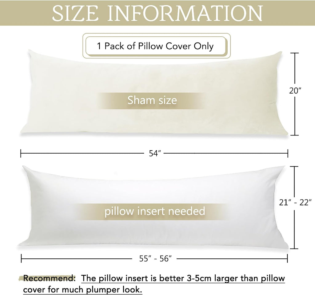 StangH Velvet Kids Body Pillow Cover with Zipper, Super Soft Touch Body Pillowcase for Babies/Pregnant Women/Adults, Ivory, 20 x 54-inch, 1…