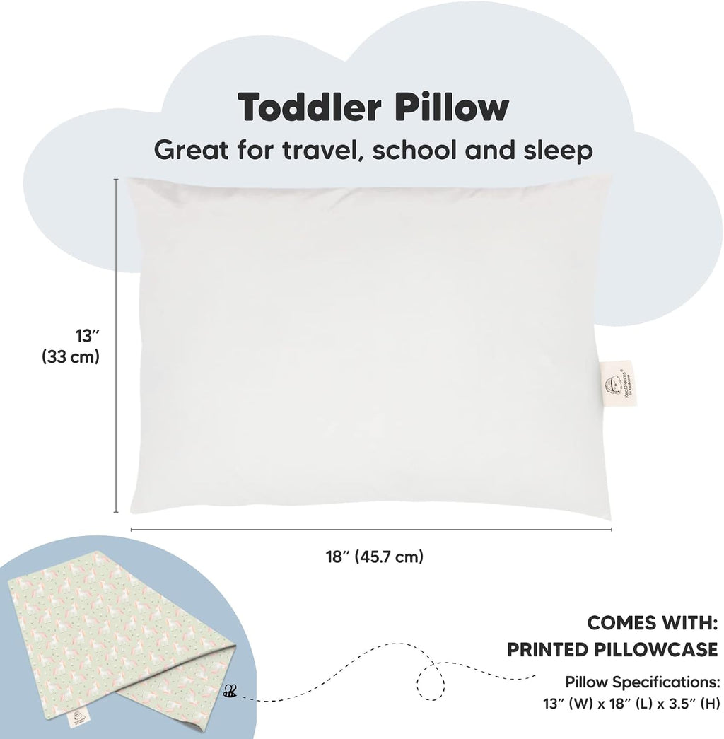 Toddler Pillow with Pillowcase - 13x18 My Little Dreamy Kids Travel Bed Pillows for Sleeping, Organic Cotton Small Pillowcase, Soft &…