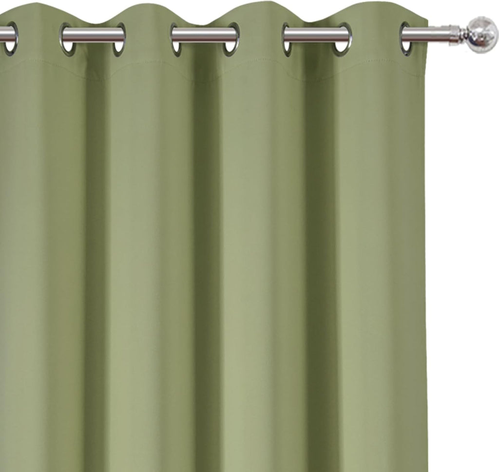 Lemomo Blackout Curtains 66 x 54 Inch Long Sage Green Curtains Set of 2 Panels Room Darkening Curtains for Bedroom and Living Room 54 Inch…