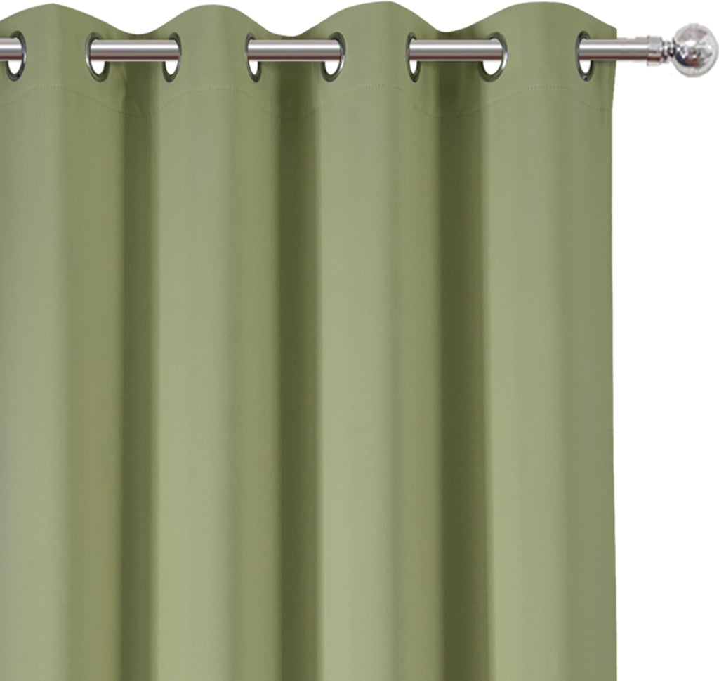 Lemomo Sage Green Thermal Blackout Curtains/52 x 72 Inch/Set of 2 Panels Room Darkening Curtains for Bedroom 72 Inch Green