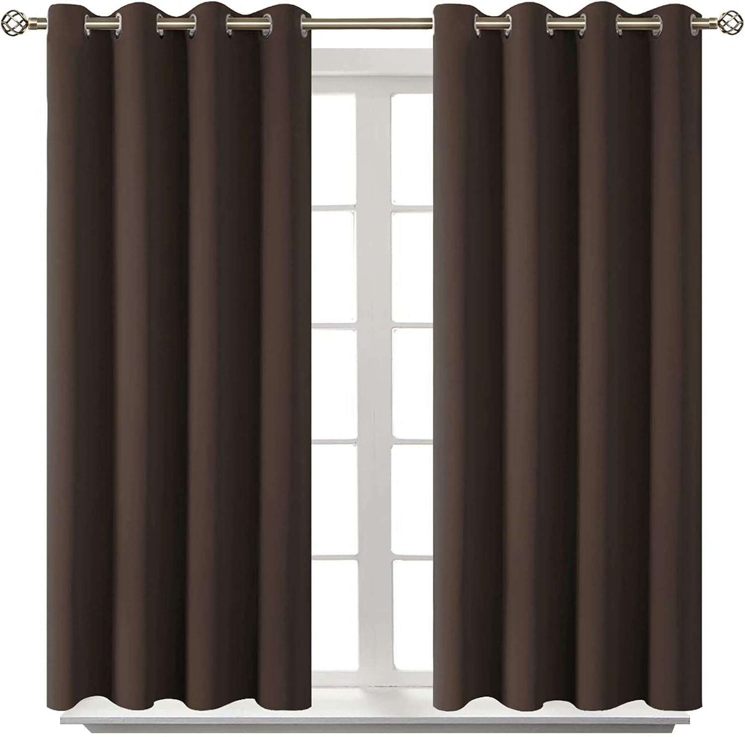 BGment Blackout Curtains for Living Room - Grommet Thermal Insulated Room Darkening Curtains for Bedroom, 2 Panels of 52 x 45 Inch, Brown 4…