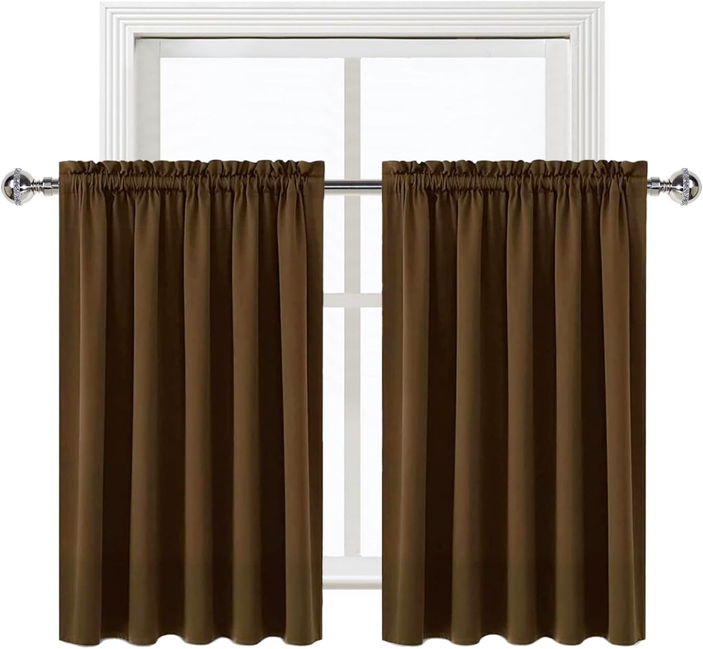 DWCN Short Brown Blackout Curtains for Half Window, Thermal Insulated Energy Saving Room Darkening Curtains for Kitchen/Bedroom (W60 x…