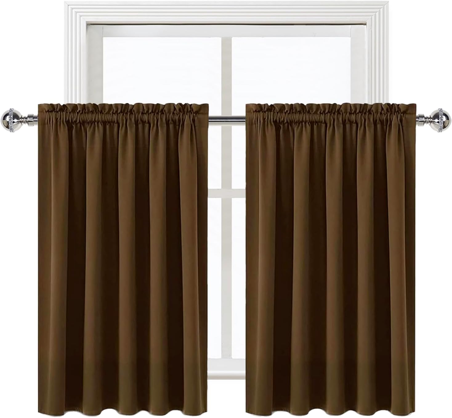 DWCN Short Brown Blackout Curtains for Half Window, Thermal Insulated Energy Saving Room Darkening Curtains for Kitchen/Bedroom (W60 x…