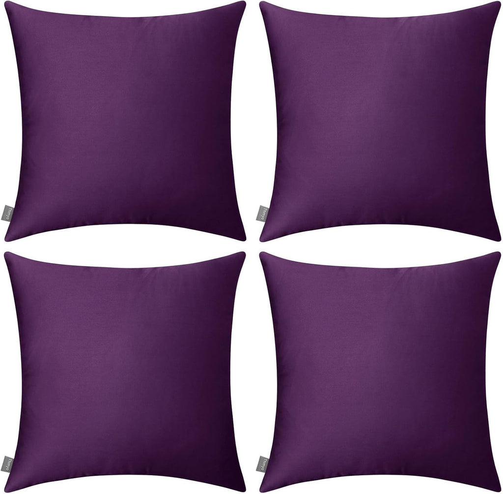Thmyo 4-Pack 100% Cotton Comfortable Solid Decorative Throw Pillow Case, Thmyo Square Cushion Cover Pillowcase Sublimation Blank Pillow Cove…