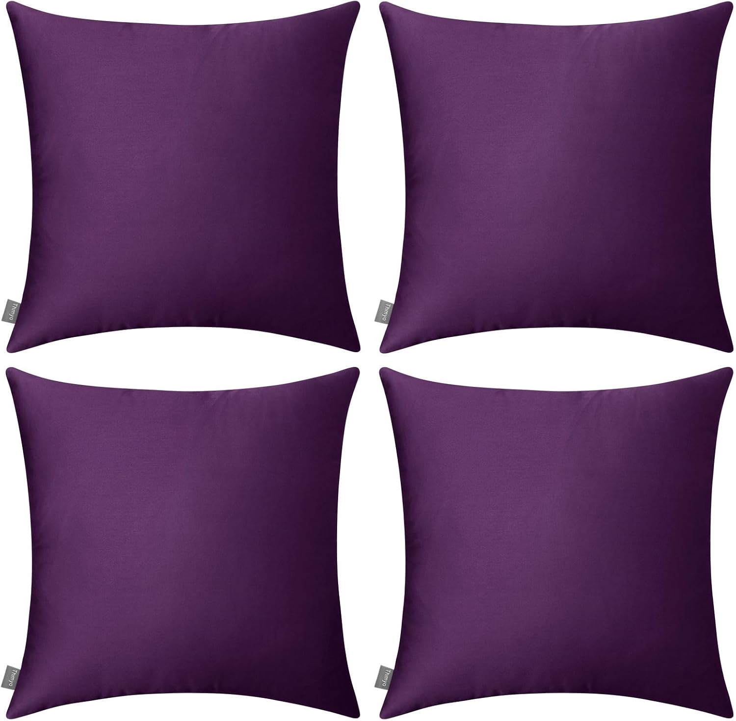 Thmyo 4-Pack 100% Cotton Comfortable Solid Decorative Throw Pillow Case, Thmyo Square Cushion Cover Pillowcase Sublimation Blank Pillow Cove…