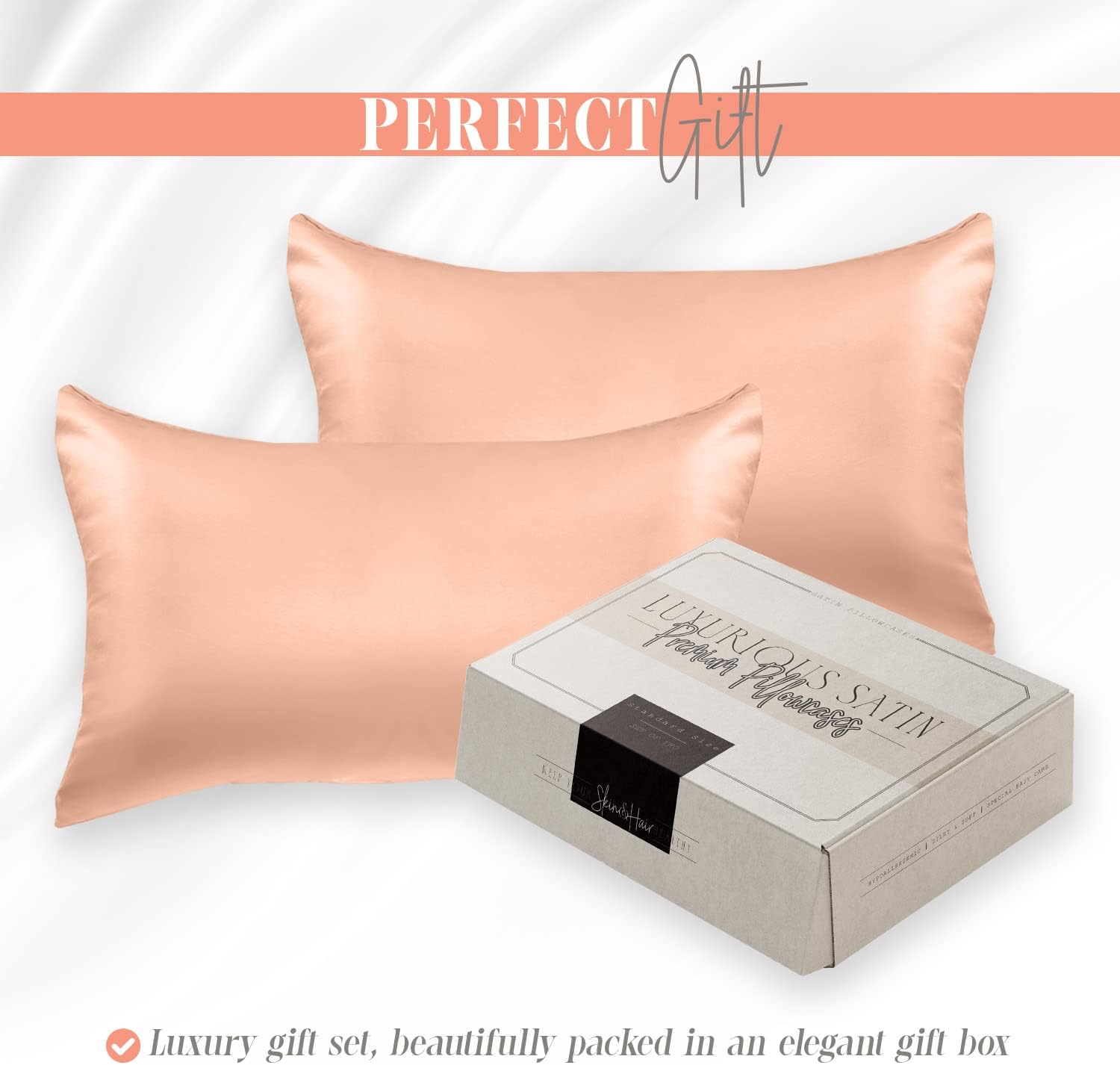 Elegantcomfort Elegant Comfort Silky and Luxurious 2-Piece Satin Pillowcase Set for Healthier Skin and Hair, Hidden Zipper Closure and Beau…