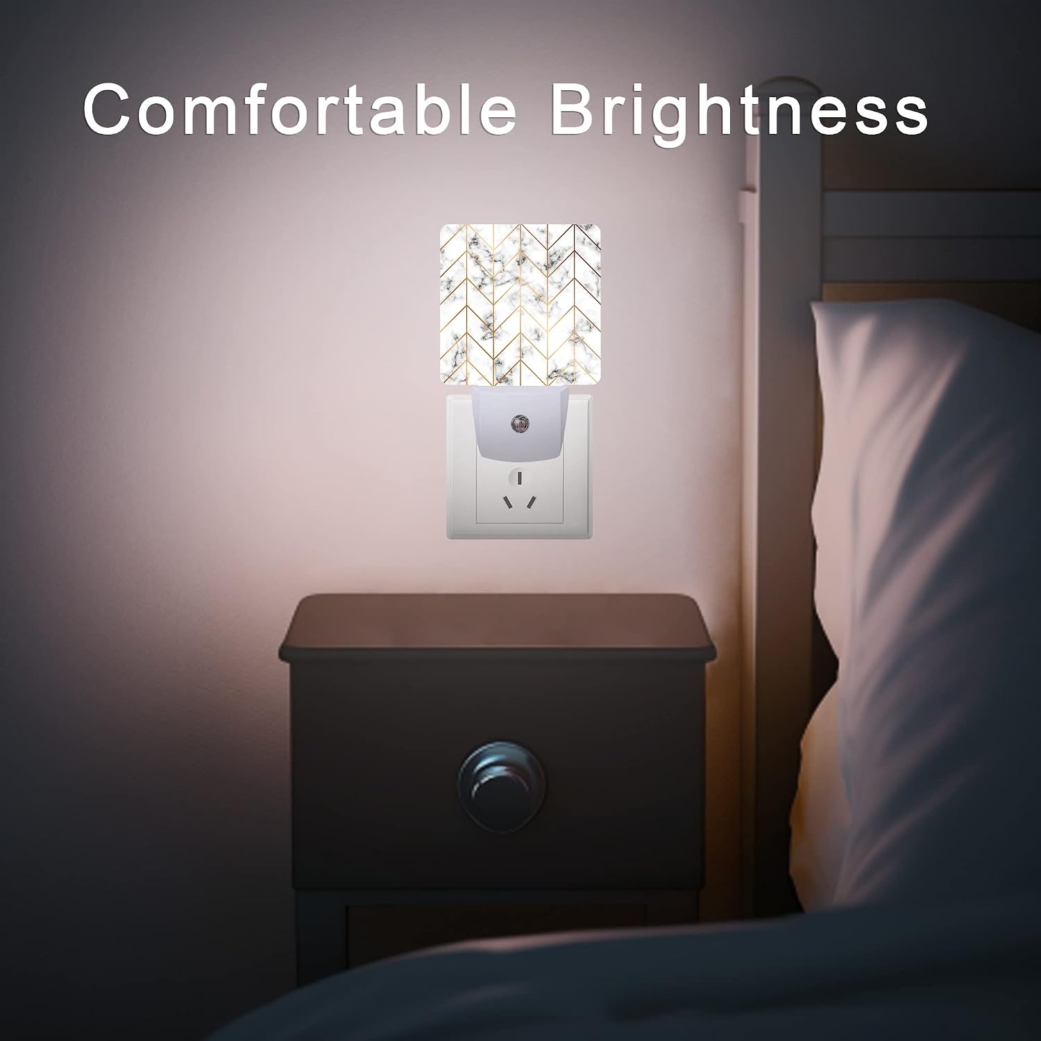 Marble Line Geometric Night Light, Plug-in Night Lights with Dusk-to-Dawn Sensor for Stairway/Hallway/Kitchen Sleep Friendly lamp for…