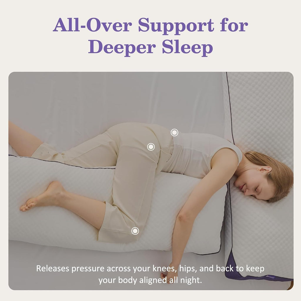 Homelab Adjustable Shredded Memory Foam Body Pillow Bundle with 1 Silk-Like Pillowcase, Cooling Long Pillow Full Support for Side Sleepers,…