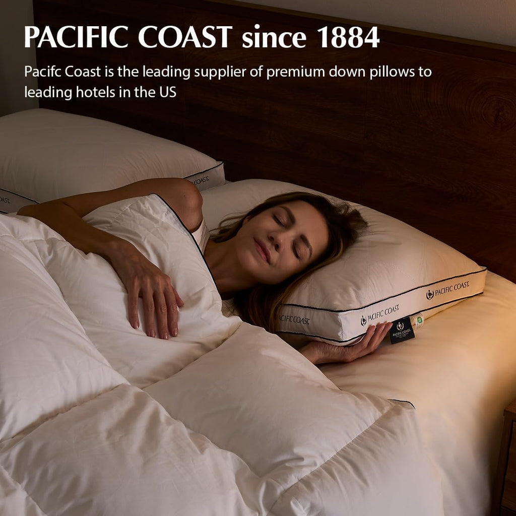 PacificCoast Pacific Coast Gusseted Pillows Queen Size Set of 2, Goose Feather and Down Firm Pillows, Luxury Hotel Collection Bed Pillows f…