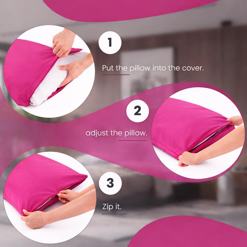 Evolive Ultra Soft Microfiber Body Pillow Cover/Pillowcases 21"x54" with Hidden Zipper Closure (21"x54" Body Pillow Cover, Fuchisa Red)