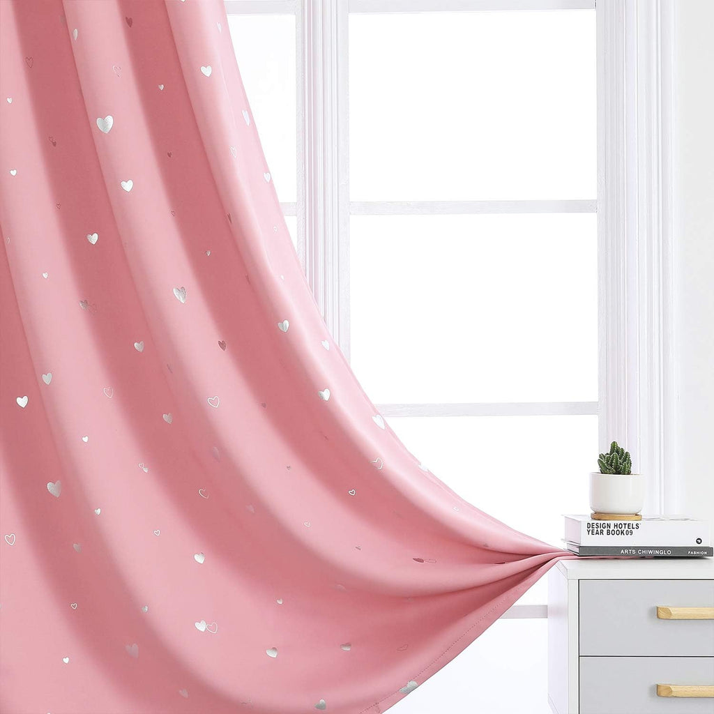 Smileweaver SMILE WEAVER Pink Kids Curtains for Girls Bedroom Silver Print Window Drapes Soft Thick Thermal Insulated Window Treatment Grom…
