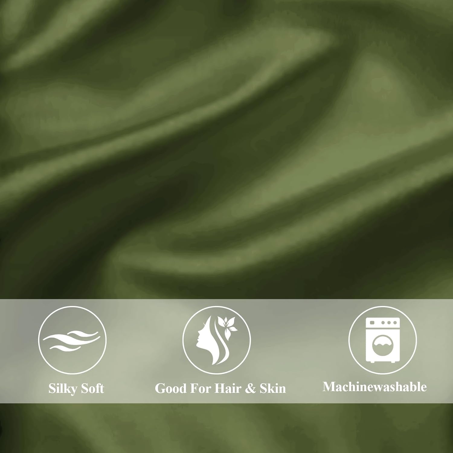 Vielit Standard Satin Pillowcase for Hair 2pc, Similar to Silk Pillow Cases, for Women Men, Olive Green,20x26 & Envelope Closure and 2 Satin…