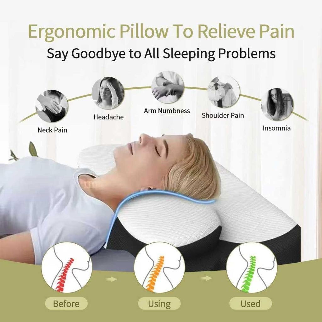 YouBath Cervical Neck Pillow for Neck and Sleeping, Ergonomic Contour Memory Foam Pillow with Breathable Pillowcase, Neck Support Pillow fo…
