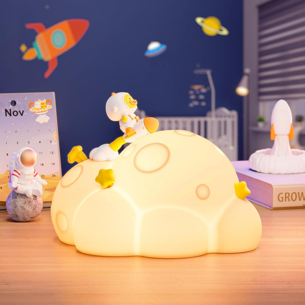 Auto-Off Night Light for Kids - Rechargeable Touch Control Bedside Lamp, Planet Night Lights for Nursery, Gift for Girls Boys