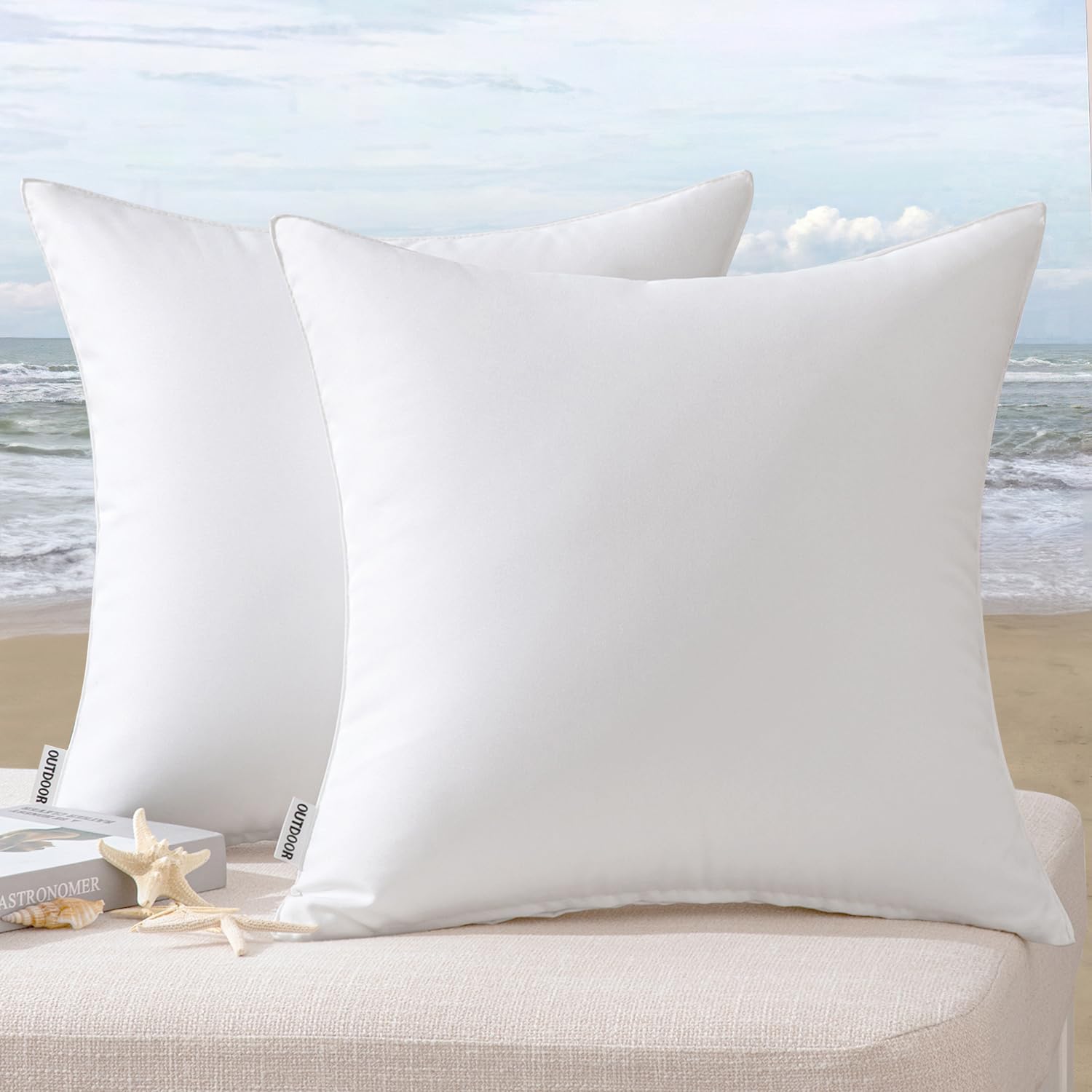 MIULEE Pack of 2 Decorative Outdoor Waterproof Pillow Covers Square Garden Cushion Sham Throw Pillowcase Shell for Spring Patio Tent…