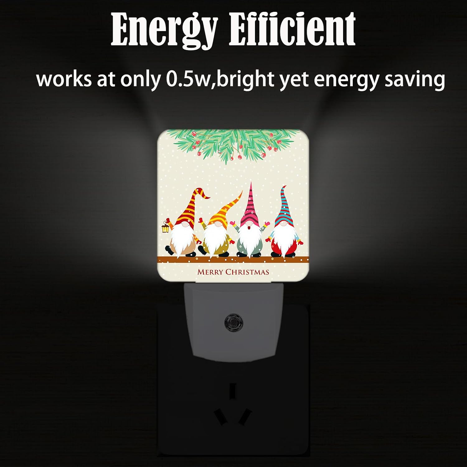 Christmas Gnomes Night Light, Plug-in Nightlights Auto Sensor Night Lamp Dusk to Dawn Lamp Home Decor for Nursery Children Girls Boys