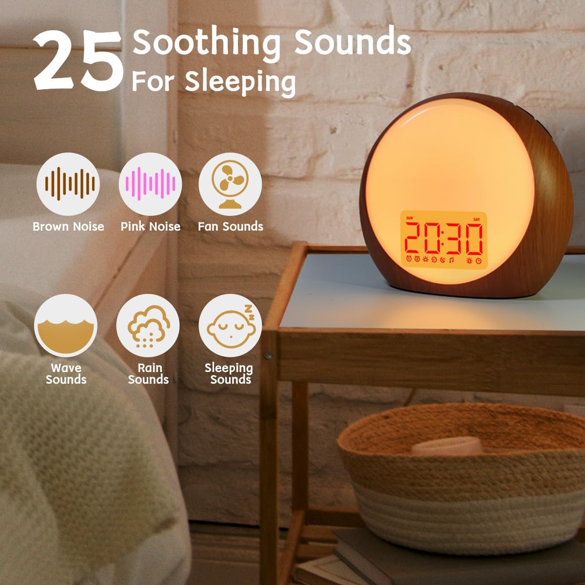 Wake Up Light Sunrise Alarm Clock White Noise Machine with Sunrise Sunset Simulation for Heavy Sleepers Kids Bedroom Dual Alarms Snooze…